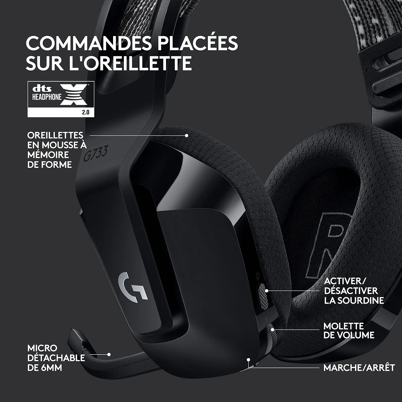 CASQUE LOGITECH G733 SSFIL NOIR (5/5)