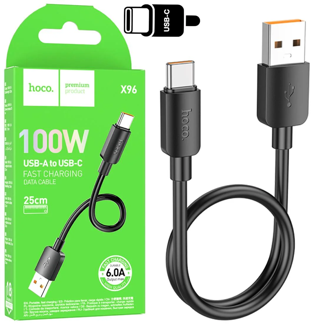 CABLE X96 TYPE-C 100W NOIR (1/3)