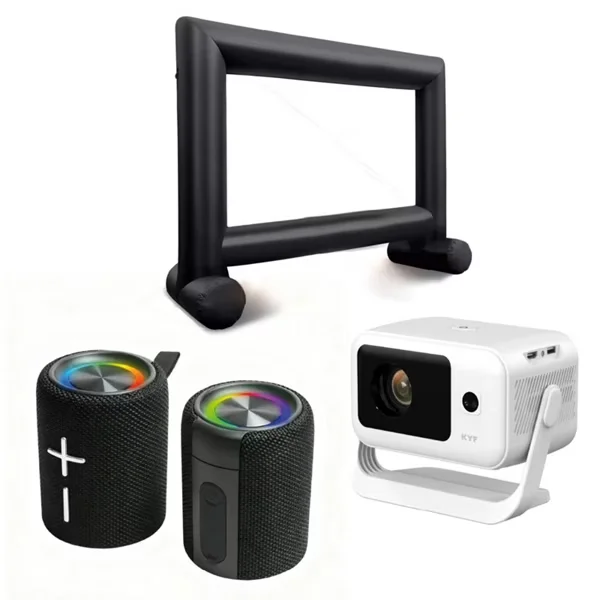 KIT HOME CINEMA EXTERIEUR VIDEOPROJ+ECRAN GONF+HP