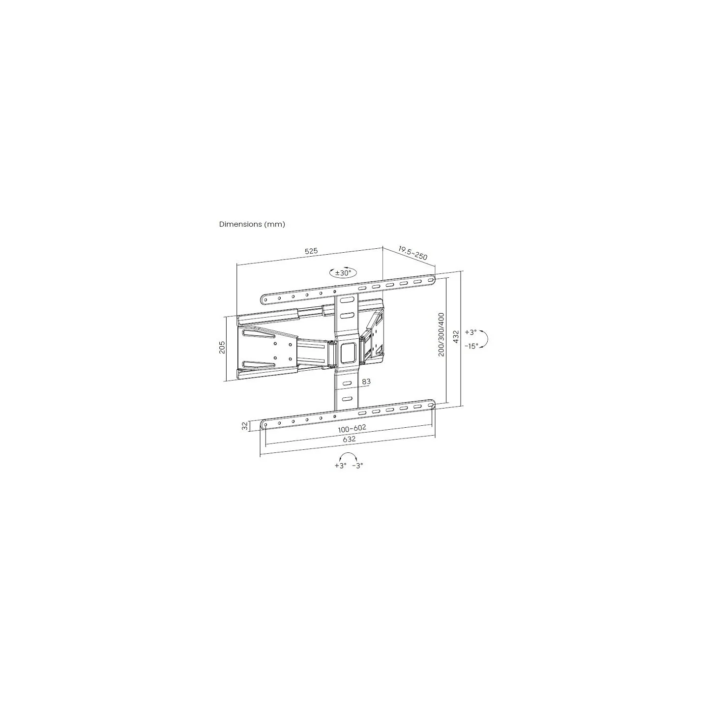 SUPPORT TV MURAL MOUVEMENT INTEGRAL 43/90" (6/7)